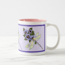 Libellule et pensées tasse