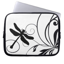 Libellule noire et blanche trousse ordinateur
