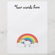 Licorne blanche sur l'arc-en-ciel et les nuages tract
