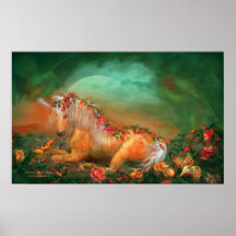 Licorne de l'affiche/de copie d'art de roses