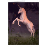 Licorne en clairière éclairée par la lune de forêt cartes