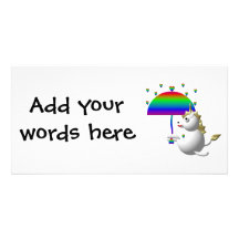 Licorne mignonne avec un parapluie carte avec photo