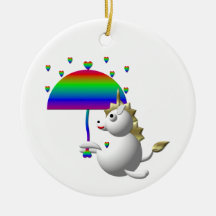 Licorne mignonne avec un parapluie ornements de noël