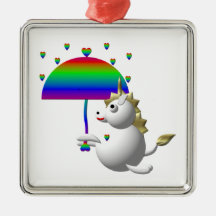 Licorne mignonne avec un parapluie ornements