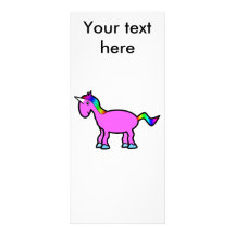 Licorne rose avec la crinière d'arc-en-ciel motif pour double carte
