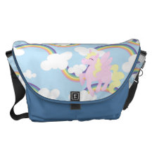 Licorne rose mignonne Pegasus sur des arcs-en-ciel Besace