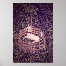 Licorne vintage dans la copie de tapisserie de cap posters