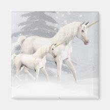 Licornes mignonnes dans la neige 1 magnets
