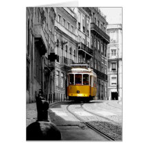 Ligne merveilleuse 28 de tram à Lisbonne Cartes De Vœux