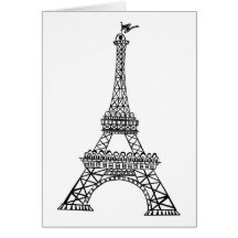 Ligne noire Tour Eiffel Cartes De Vœux