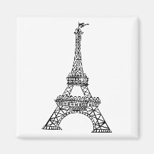 Ligne noire Tour Eiffel Magnets