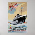 Ligne revêtement des syndicats d'océan de paquebot poster
