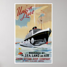 Ligne revêtement des syndicats d'océan de paquebot poster