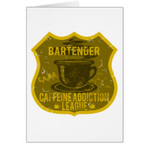 Ligue de dépendance de caféine de barman cartes de vœux