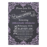 Lilac vintage frame and chalkboard baby shower invitations