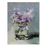 Lilas dans une carte postale en verre de beaux-art