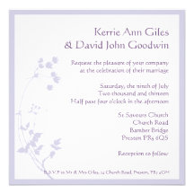 Lilas et faire-part de mariage floral blanc