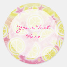 Limonade rose autocollant des "vos textes" rond