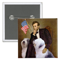 Lincoln - deux vieux chiens de berger anglais badges avec agrafe