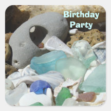 L'invitation de carte de fête d'anniversaire scell autocollants