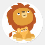Lion de papa de bande dessinée mignonne et autocol autocollants