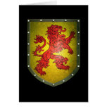 Lion de rouge de bouclier en métal cartes de vœux