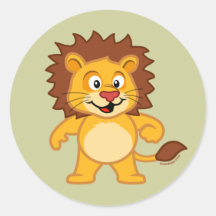 Lion mignon autocollants ronds