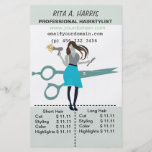 Listes des prix de coiffeur de styliste en coiffur prospectus en couleur