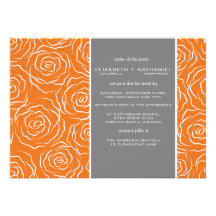 Lit de faire-part de mariage de roses - orange de 