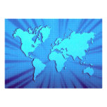 Lit graphique bleu de carte du monde invitations