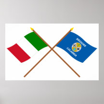 L'Italie et les drapeaux croisés par Calabre Affiche
