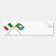 L'Italie et les drapeaux croisés par Ligurie Autocollant Pour Voiture