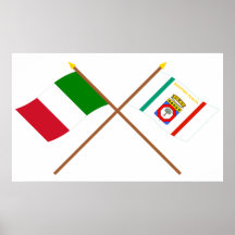 L'Italie et les drapeaux croisés par Puglia Affiche