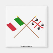 L'Italie et les drapeaux croisés par Sardegna Aimant Pour Réfrigérateur