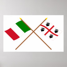 L'Italie et les drapeaux croisés par Sardegna Posters