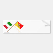 L'Italie et les drapeaux croisés par Sicilia Autocollants Pour Voiture