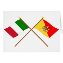 L'Italie et les drapeaux croisés par Sicilia Cartes De Vœux