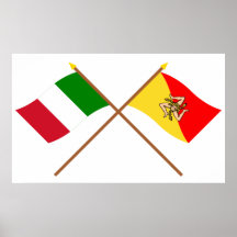 L'Italie et les drapeaux croisés par Sicilia Poster