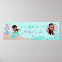 Little Mermaid Birthday Banner AA2 Poster