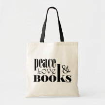 Livres d'amour de paix sac de toile