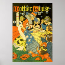 Livres de lecture vintages d'oie de mère aux enfan posters