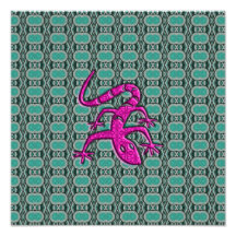 Lizzard aztèque à la mode dans le rose et le Teal Photographies D’art