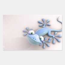 Lizzard bleu mignon autocollant rectangulaire