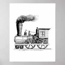 Locomotive à vapeur ancienne affiche