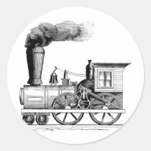 Locomotive à vapeur ancienne autocollant rond