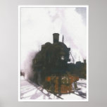 Locomotive à vapeur d'aquarelle posters