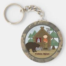 Loge rustique : Clés de cabine de Camo avec l'ours Porte-clés