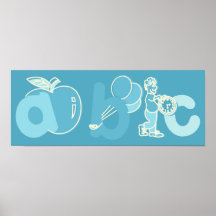 Logo bleu-clair d'alphabet d'ABC pour des garçons Posters