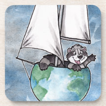 Logo de bateau de globe dessous-de-verre