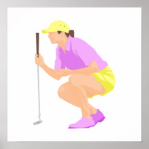 Logo de femme de golf posters